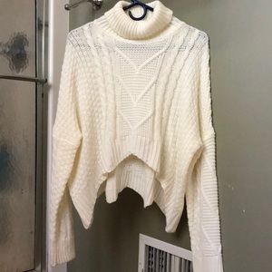 SHEIN white turtleneck crop knit sweater